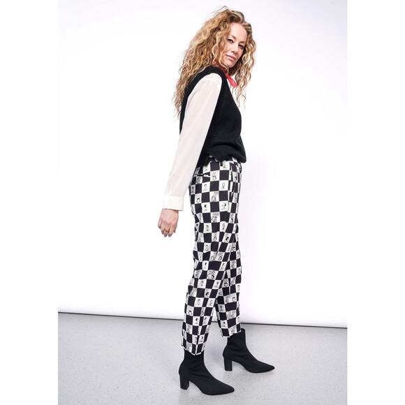NWT LIMITED EDITION Peanuts X Wildfang Slim Crop Pant Peanuts Checkered Size 2 - Picture 4 of 11